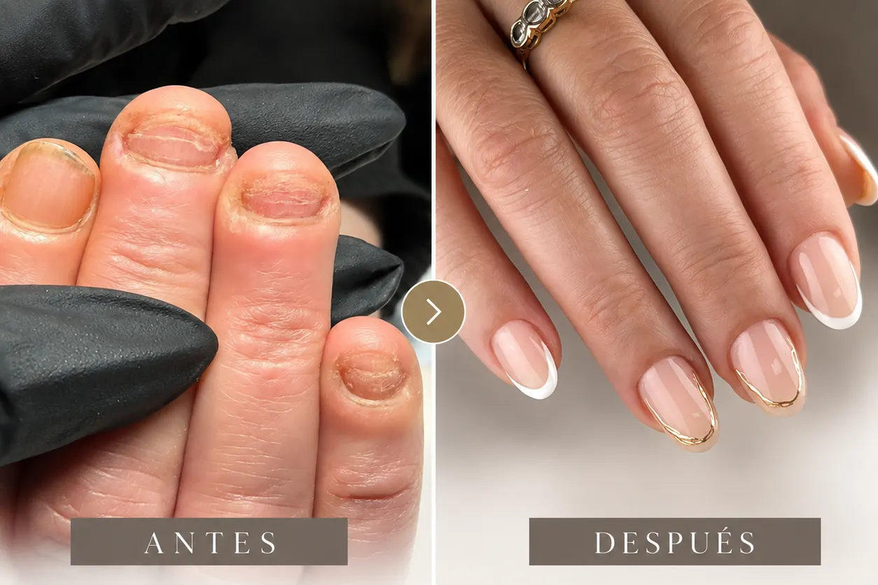 Recuperación de uñas mordidas — antes y después en MUSE Studio